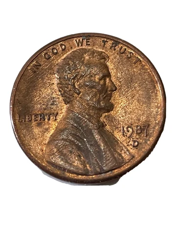 1987D Lincoln cent Maybe WRPM-002 DDO/DDR & lightly doubled earlobe & Off Axis Cover