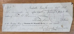 1911 Promissory Note Tennessee Nashville Thomas W Wrenne - Picture 1 of 1