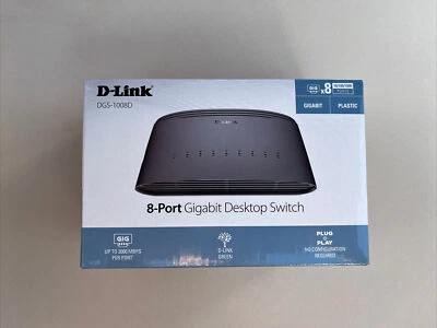 D-Link DGS-1008D 8-Port Gigabit Switch bis zu 2000Mbit/s Weiß BRANDNEU - Bild 1 von 4