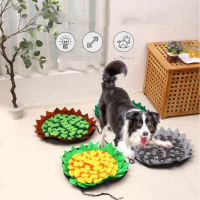 Pet Dog Snuffle Sniffing Mat Foraging Puzzle Toy Nose Training Pad Sunflower - Image 1 of 4