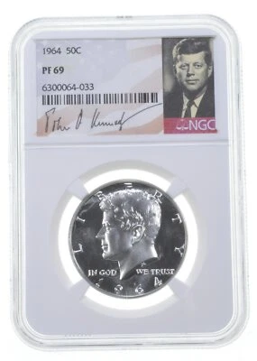 1964 PF69 Proof Kennedy Half Dollar NGC Graded - White Coin Spot Free PR - Image 1 of 4