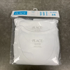 New The Children’s Place Boys White Tank Tops Pack Of 2 Size XXLARGE (16) - Picture 1 of 7