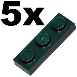 NEW LEGO - PLATES - 1 x 3 - Green Dark plate x 5 - 1x3 - Picture 1 of 1