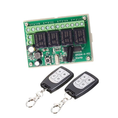 DC 4-Channel 443MHz Wireless RF Remote Control Relay Switch With 2 Receiver Nedm - Image 1 of 4