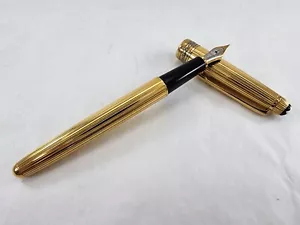 Pluma Estilográfica Monteblanc Meisterstuck Chapada en Oro Vermeil Rayas 18k Nueva en Caja - Imagen 1 de 8
