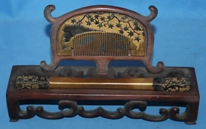 Pin de pelo y palo vintage japonés Kushi peine con soporte - Imagen 1 de 3
