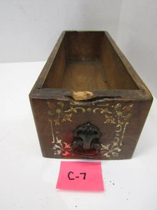 C-7 OLD CAST IRON SINGER TREDDLE SEWING MACHINE WOOD LEFT SIDE DRAWER METAL HND - Picture 1 of 3