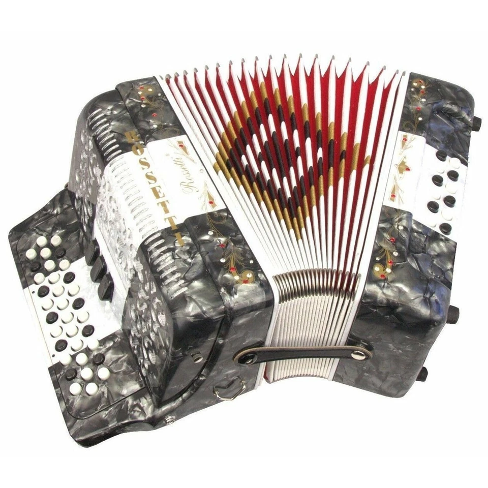 Rossetti 34 Botones Acordeón 12 Bajo 3 Interruptores FBE Gris Blanco Gris Foto 1 de 4