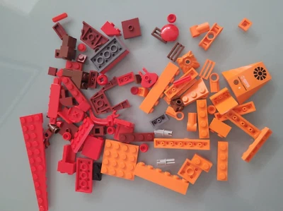 LEGOS SET OF 80 RED & ORANGE FIRE COLORS SMALL PARTS BRICKS PIECES! - Image 1 of 2