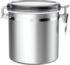 165Oz Stainless Steel Airtight Canister for Kitchen, Food Storage with Clear Lid - Picture 1 of 12