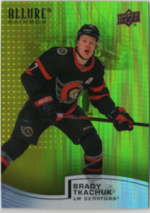 2021-22 Upper Deck Allure Yellow/Green Rainbow Brady Tkachuk Senators A-135