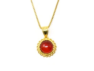 COLLANA GIROCOLLO PENDENTE FILIGRANA SARDA PASTA DI CORALLO ARGENTO 925 DORATO - Foto 1 di 1