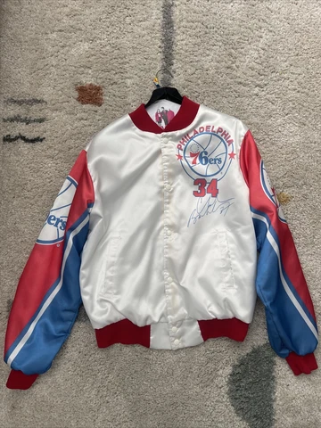 Vintage NBA 76ers Sixers Chalk Line Fanimation starter Sir Charles Barkley Jacke Cover