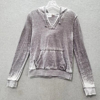 Suéter Roxy Mujer Pequeño Gris Estrés por el Sol Sudadera con Capucha Sherpa Corto Gráfico LEER Foto 1 de 4