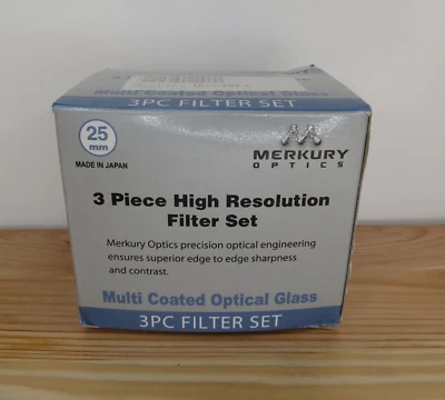 Merkury Optics 25mm 3pc Filter Set UV FD PL Filters ME25MMFK FK-25 (Never Used) - Image 1 of 4