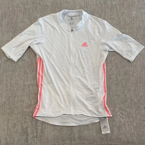 Men’s Size Large Adidas The Short Sleeve Cycling Jersey White HB0534 NEW - Picture 1 of 10