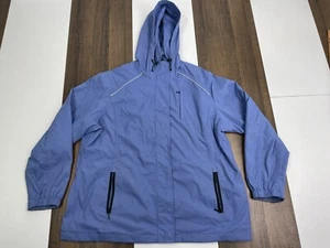 Eddie Bauer WeatherEdge Mens Size 2XL Blue Rain Jacket Coat Breathable Zip Hood - Picture 1 of 9
