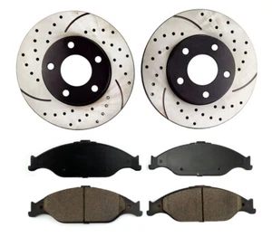 Rotores de freno delanteros perforados y pastillas de cerámica para Ford Mustang 1999-2003 2004 - Imagen 1 de 5