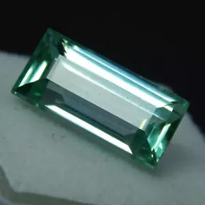 CERTIFIED Natural 10 Ct Emerald Cut Loose Gemstone Bluish Green Sapphire - Picture 1 of 15