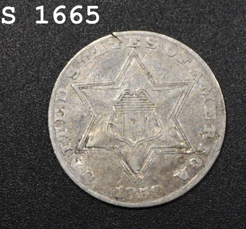 NICE!!  1858 Three-Cent Piece (Trime) "F/VF" Cover