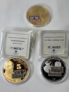 Lot 3 Commemorative Coins Ulysses Grant Woodrow Wilson 1896 $5 $100K 24K Gold - Picture 1 of 18