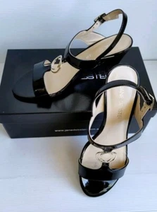 JANE DEBSTER ERICA Wedge Shoes Black Patent Sz 8.5 EU 39 Excellent Condition - Picture 1 of 17