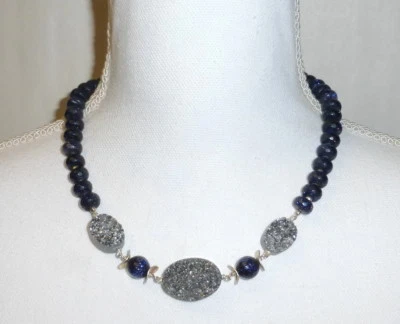 Collar de cabujones de pirita natural con cuentas de piedra dorada facetadas brillantes púrpura profundo Foto 1 de 4