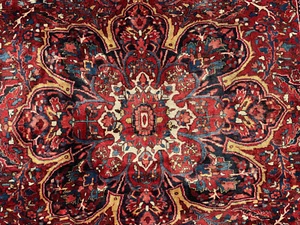 9x12 ANTIQUE HERIZ RUG handmade oriental HAND-KNOTTED VINTAGE geometric 10x13 - Picture 1 of 23
