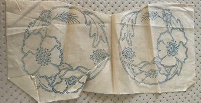 Vintage Cheval Set Irish Linen with Poppies & Cornflowers Embroidery Design - Image 1 of 3