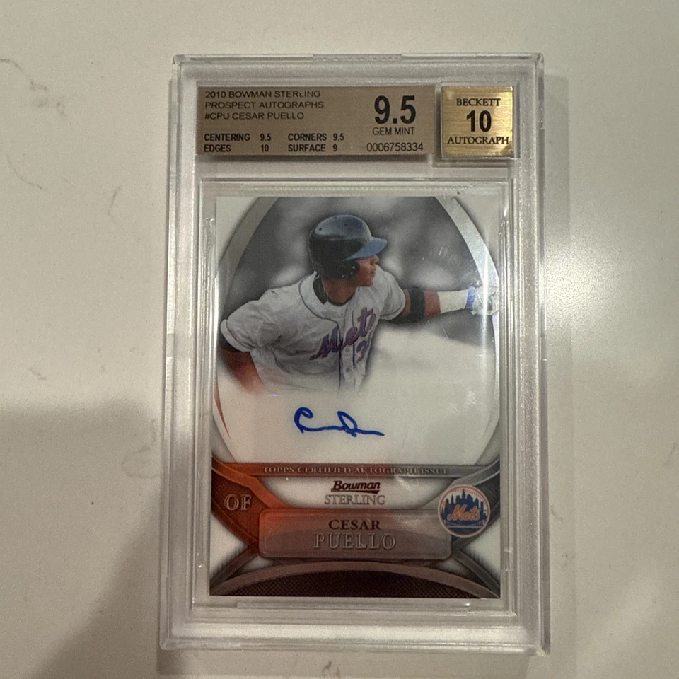 2010 Bowman Sterling Auto RC Cesar Puello BGS 9.5 Gem Mint - Image 1 of 1