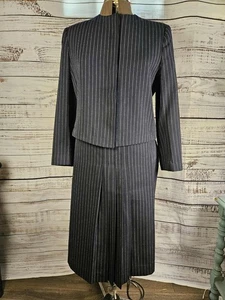 Vtg 1980's Saks Fifth Avenue Womens Pinstripe Jacket & Skirt Suit Sz 14 - Picture 1 of 24