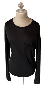 T-shirt VINCE DONNA seta semi-velata tasca manica lunga maglia drappeggio S V119181651 - Foto 1 di 7