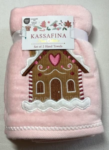 Kassafina Handtücher (2) Rosa Lebkuchenhaus 18 x 28 100 % Baumwolle Neu mit Etikett - Bild 1 von 2