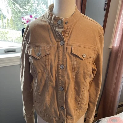 Jaqueta GAP Feminina Bronzeada Veludo Botão Elástico Frontal Casaco Caminhoneiro Casual G - Imagem 1 de 4