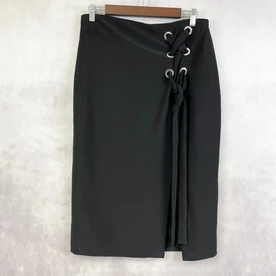 Falda Joseph Ribkoff Mujer 10 Y2K Gótica Con Cordones Midi Negra Edgy Streetwear Elegante Foto 1 de 4