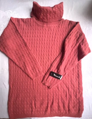 NUEVO CON ETIQUETAS DE COLECCIÓN Suéter Wainscott Talla S Lana Coral Suave Tejido con Cable Cuello Alto Foto 1 de 4