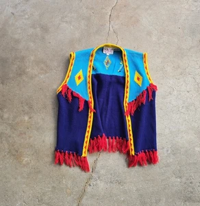 Vintage 60s University Park Knit Southwestern Tribal Fringe Sweater Vest - Picture 1 of 4
