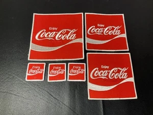 Lot Of Vtg Coca Cola Uniform Patch Enjoy Coke Embroidered Square 6”, 5”, 1 7/8” - Picture 1 of 5