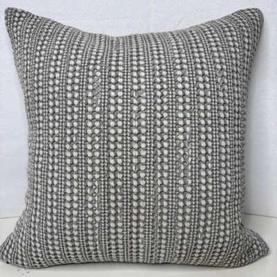 Pottery Barn Pillow Cover Honeycomb Light Gray Waffle Texture 18” Square Cotton - Image 1 of 4