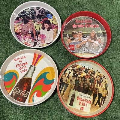 1970s Reproduction Coca-Cola Trays Lot Of 4 Vintage Mexico Coca-Cola Trays - Image 1 of 4