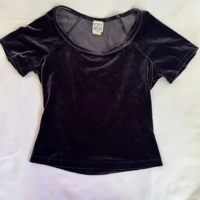 Vintage 90s Y2K Velvet Top Goth Indie Grunge Moody Purple Soft Fitted USA Made L - Image 1 of 4