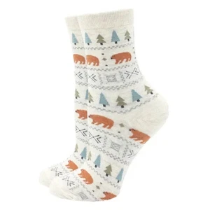 Calcetines con patrón de oso forestal (medianos adultos - zapatos para mujer tallas 5-10) - Imagen 1 de 4