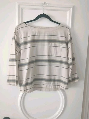 Camisa Patagonia Top Med Algodão Orgânico Listra Bege Médio Casual  - Imagem 1 de 4