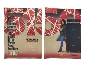 Vintage 80s Eddie Van Halen 5150 2 Page Color Magazine Print Ad For Peavey Amps - Picture 1 of 1