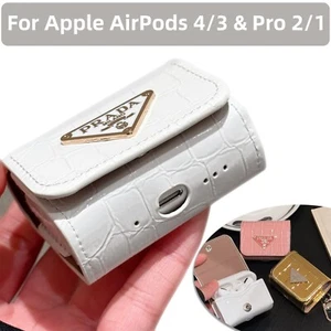 Coque pour AirPods 4/3 Pro2 Cuir PU Métal Fermeture Snap Écouteurs Housse de Protection - Photo 1 sur 10