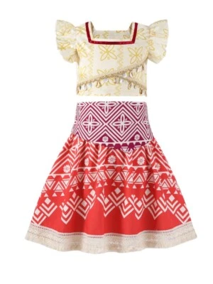 Niños Película Moana 2 Juegos con disfraces Moana Vestido Disfraz Niñas Falda Top Regalo Foto 1 de 4