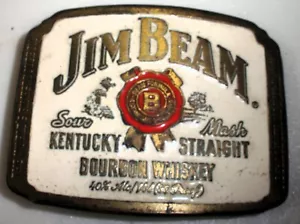 VINTAGE JIM BEAM BOURBON WHISKEY METAL ENAMALED GREAT USA MADE BELT BUCKLE ! - Picture 1 of 9
