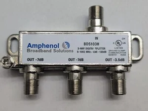 3-Way Amphenol Broadband Solutions HD Digital Coax Splitter 5-1002 MHz BDS103H - Picture 1 of 15