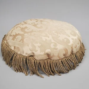 Platinum Couture Throw Pillow Decorative Round Fringe Baroque Made In USA - Picture 1 of 8