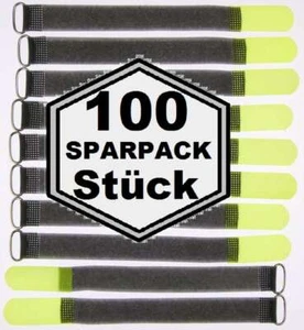 100 Klettkabelbinder Öse 200 x 20mm neongelb FK Kabelbinder Klettband Kabelklett - Picture 1 of 9